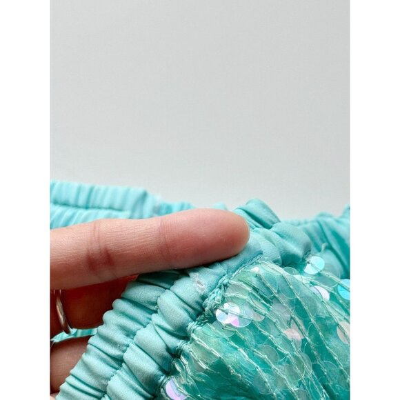 Vintage 90's SAKS FIFTH AVENUE Turquoise Beaded Sequin Blouse Skirt Set, Size M - Picture 13 of 16